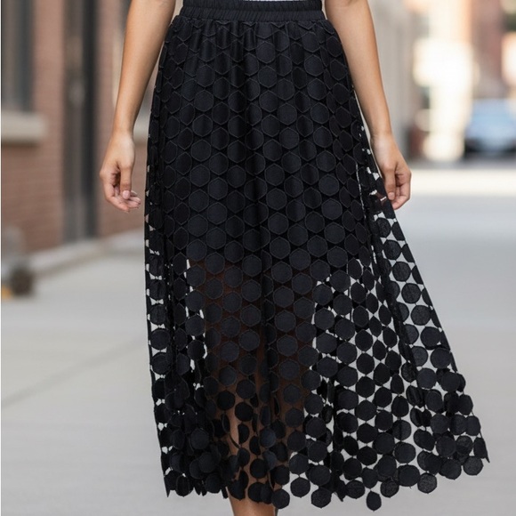 Cicy Bell Dresses & Skirts - Chic Black Circle Design Midi Skirt